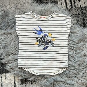 Siaomimi Girls Navy Striped Blue & Yellow Colored Bird Graphic Tee Size 5Y ($59)